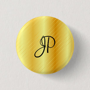 Monogram Elegant Gold Kijk Sjabloon Moderne Ronde Button 3,2 Cm
