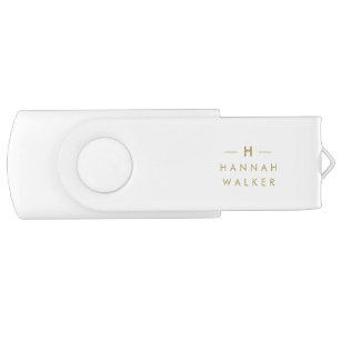Monogram   Elegant Gold Minimalist Modern Chic USB Stick