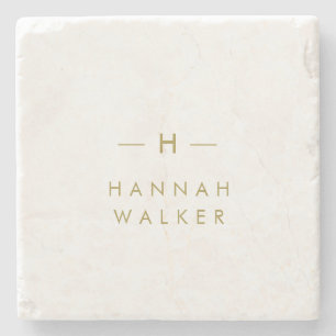 Monogram   Elegant Gold-minimalistische marmer Stenen Onderzetter