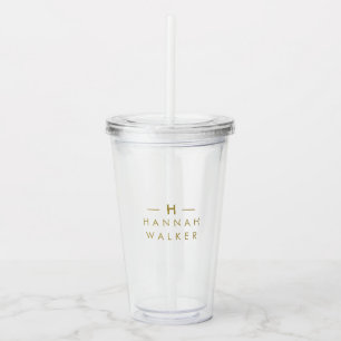 Monogram Elegant Gold Modern minimalist Acryl Drinkbeker