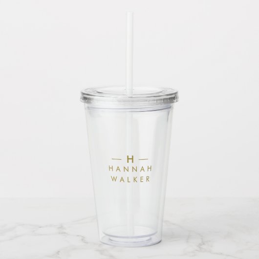 Monogram | Elegant Gold Modern minimalist Acryl Drinkbeker (Voorkant)
