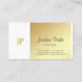 Monogram Elegant Gold White Plain Luxury Script Visitekaartje (Voorkant)