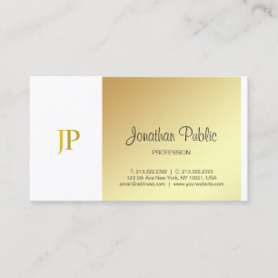 Monogram Elegant Gold White Plain Luxury Script Visitekaartje