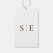 Monogram Elegant Goud Zwart Minimalistisch Cadeaulabel (Voorkant)