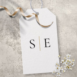 Monogram Elegant Goud Zwart Minimalistisch Cadeaulabel
