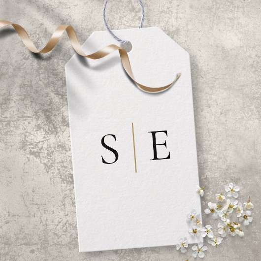 Monogram Elegant Goud Zwart Minimalistisch Cadeaulabel