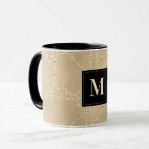 Monogram Elegant Gouden Nep Glitters Mok