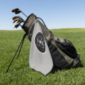 Monogram Elegant Gray Black Golf Towel Golfhanddoek (Groen)