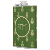 Monogram Elegant Green en Gold Pineapple Heupfles (Links)