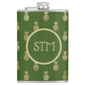 Monogram Elegant Green en Gold Pineapple Heupfles (Voorkant)