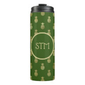 Monogram Elegant Green en Gold Pineapple Thermosbeker (Voorkant)