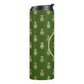 Monogram Elegant Green en Gold Pineapple Thermosbeker (Gedraaid links)