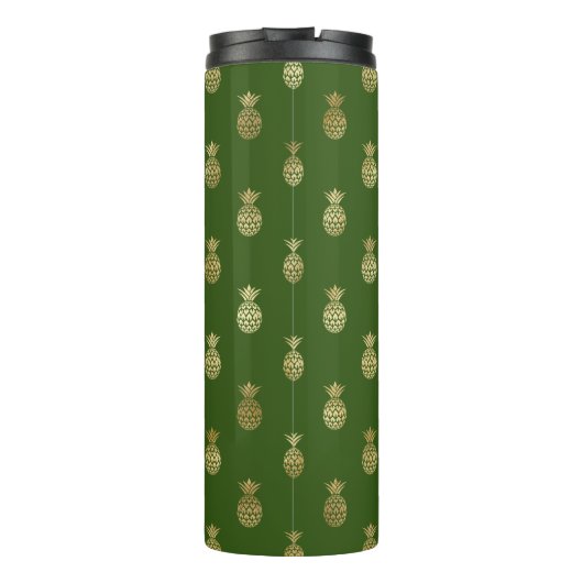Monogram Elegant Green en Gold Pineapple Thermosbeker (Achterkant)