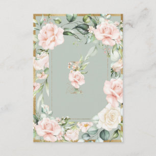 Monogram Elegant Green Floral Rozen Letter I Bedankkaart