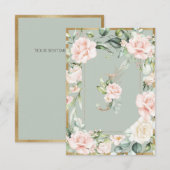 Monogram Elegant Green Floral Rozen Letter J Bedankkaart (Voorkant / Achterkant)