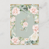 Monogram Elegant Green Floral Rozen Letter J Bedankkaart (Voorkant)