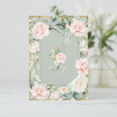 Monogram Elegant Green Floral Rozen Letter J Bedankkaart (Staand voorkant)