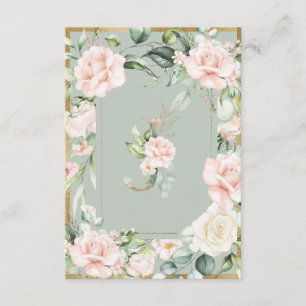 Monogram Elegant Green Floral Rozen Letter J Bedankkaart