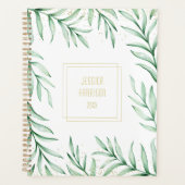 Monogram Elegant Greenery Waterverf laat Big Planner (Voorkant)