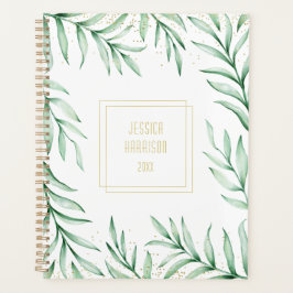 Monogram Elegant Greenery Waterverf laat Big Planner