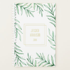 Monogram Elegant Greenery Waterverf laat kleine Planner