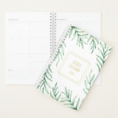 Monogram Elegant Greenery Waterverf laat kleine Planner (Display)
