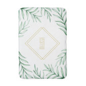 Monogram Elegant Greenery Waterverf Leaves Badmat (Voorkant Verticaal)