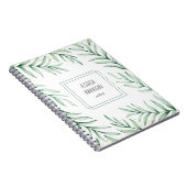 Monogram Elegant Greenery Waterverf Leaves Notitieboek (Rechterzijde)