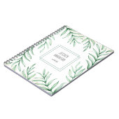 Monogram Elegant Greenery Waterverf Leaves Notitieboek (Linkerzijde)