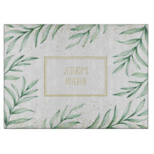 Monogram Elegant Greenery Waterverf Leaves