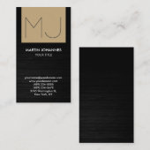 Monogram Elegant Grey Wood Beige Visitekaartje (Voorkant / Achterkant)