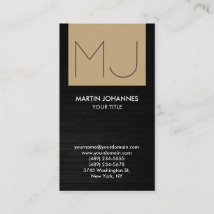 Monogram Elegant Grey Wood Beige Visitekaartje