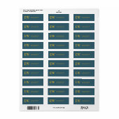Monogram Elegant Groen Blauw Gouden Geel Adres Etiket (Full Sheet)