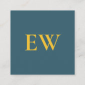 Monogram Elegant Groen Blauw Professioneel Vierkante Visitekaartje (Voorkant)