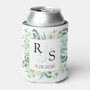 Monogram Elegant groen bruiloft Blikjeskoeler