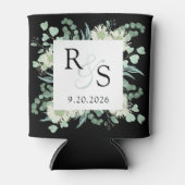 Monogram Elegant groen zwart bruiloft Blikjeskoeler (Voorkant)