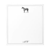 Monogram Elegant Horse Equestrian Custom Initials Notitieblok (Voorkant)