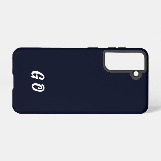 Monogram Elegant Initiaal Donkerblauw Telefoonhoes Samsung Galaxy Hoesje (Achterkant horizontaal)
