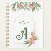 Monogram Elegant Initiaal & Naam Waterverf Bloemen Planner (Voorkant)
