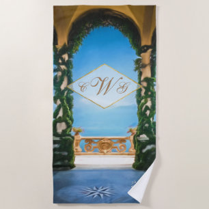 Monogram Elegant Italy Villa Lake Como Fine Art Strandlaken