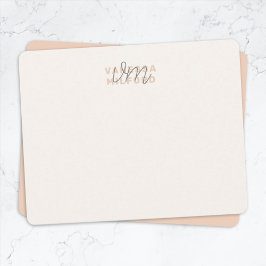 Monogram Elegant Ivory Cream Blush Pink Modern Notitiekaartje