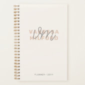 Monogram Elegant Ivory Cream Modern Minimalist Planner (Voorkant)