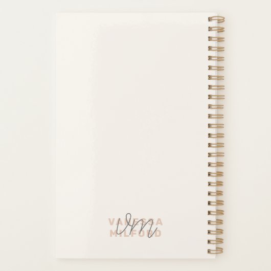 Monogram Elegant Ivory Cream Modern Minimalist Planner (Achterkant)