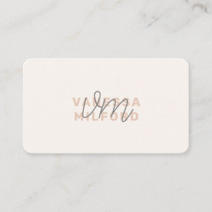 Monogram Elegant Ivory Cream Modern Minimalist Visitekaartje
