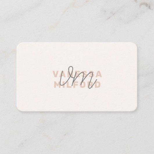 Monogram Elegant Ivory Cream Modern Minimalist Visitekaartje (Voorkant)