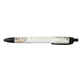 Monogram Elegant Ivory en Gold Floral Zwarte Inkt Pen (Bodem)