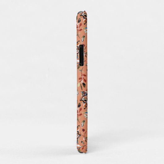 Monogram Elegant Leaves Berries Oranje Waterverf Case-Mate iPhone Case (Achterkant/rechts)
