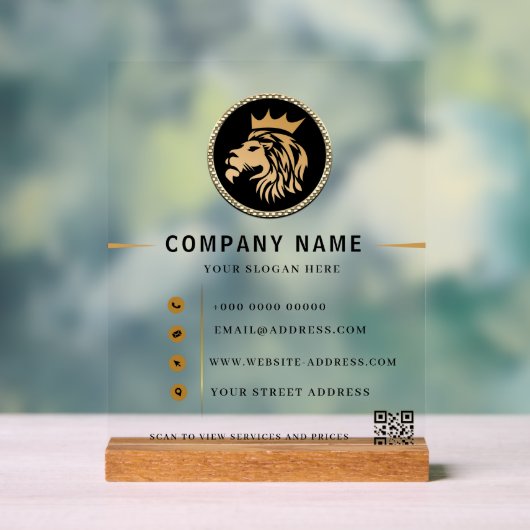 Monogram Elegant Lion Logo Acryl Bord (Neutraal)