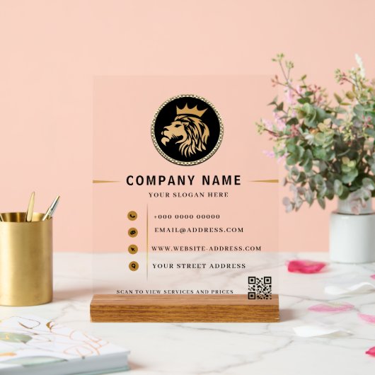 Monogram Elegant Lion Logo Acryl Bord (Huwelijk)