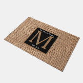 Monogram Elegant luxe design zwarte bruine burlap Deurmat (Schuin)